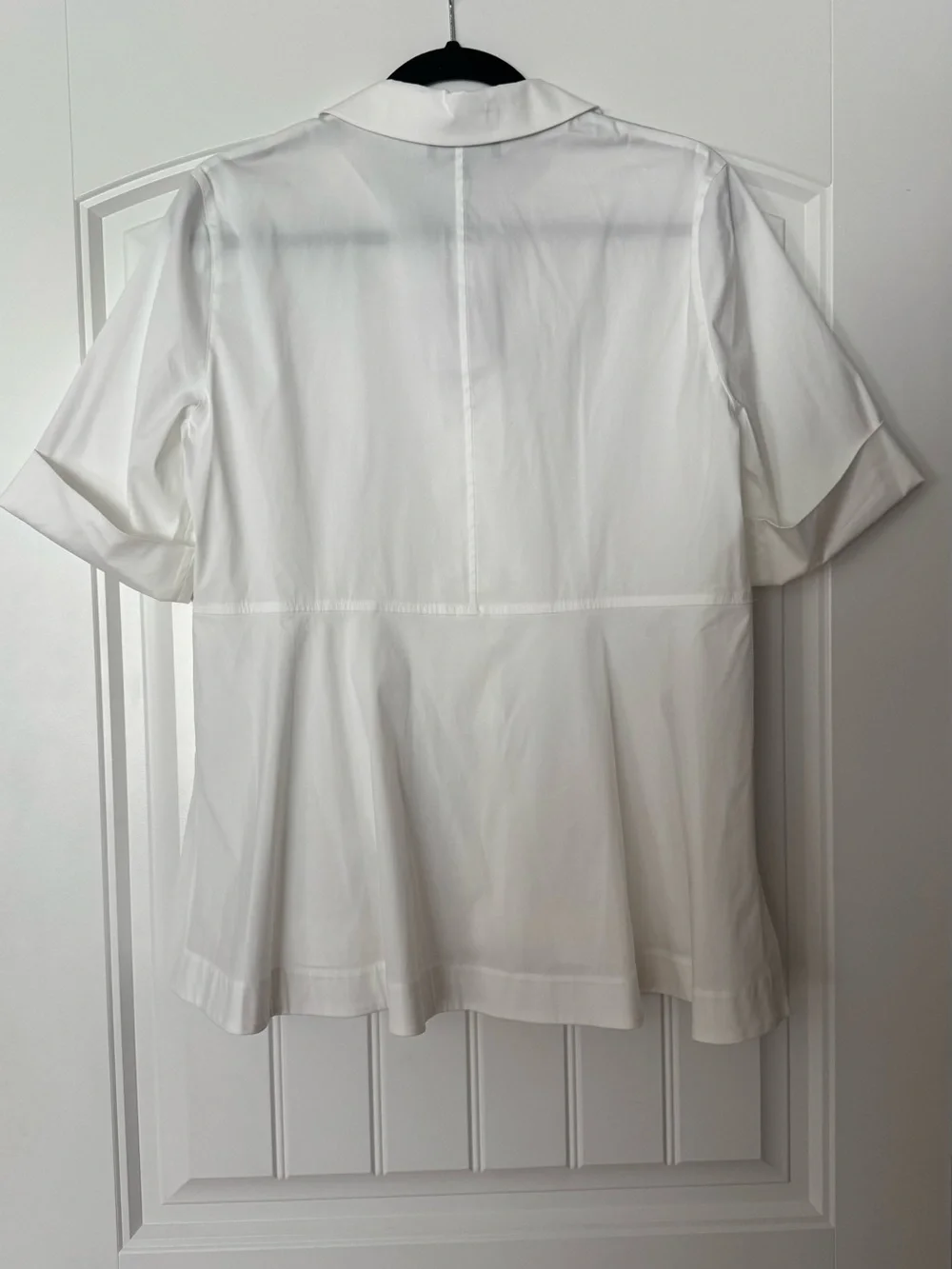 LAFAYETTE 148 NEW YORK White Stretch Cotton Peplum Shirt Size Medium NWT - Picture 6 of 9
